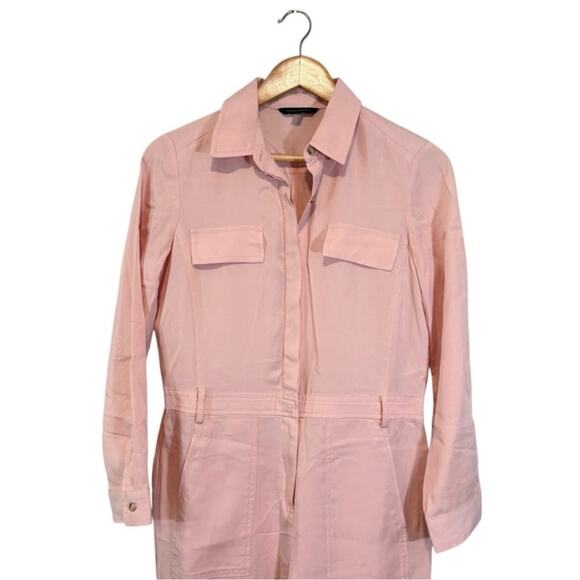 Banana Republic Pink Flightsuit Jumpsuit Coveralls Size 2 No Belt Preppy Pastel - Picture 2 of 8